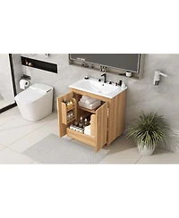 Streamdale 30" Bathroom Vanity with Sink, Cabinet, Drawer, Mdf Board, Natural