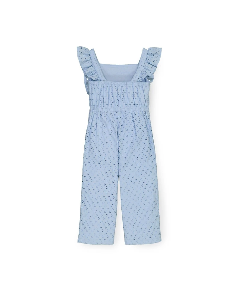 Hope & Henry Baby Girls Wide Leg Short Ruffle Sleeve Jumpsuit