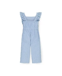Hope & Henry Baby Girls Wide Leg Short Ruffle Sleeve Jumpsuit