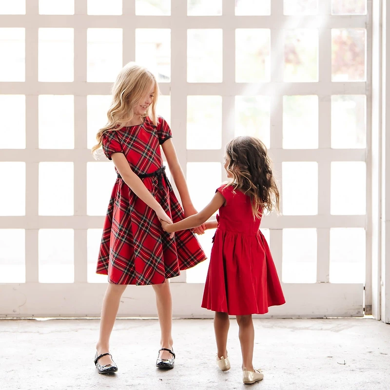 Hope & Henry Big Girls Cap Sleeve Party Dress with Bow Sash