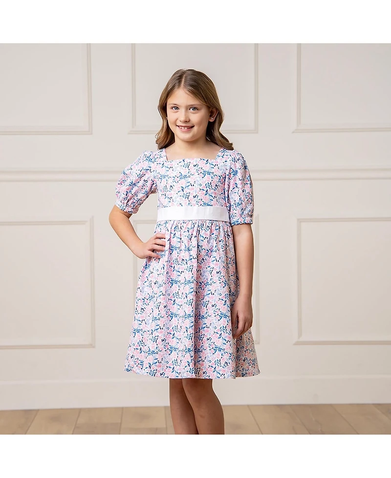 Hope & Henry Girls' Short Sleeve Puff Party Dress