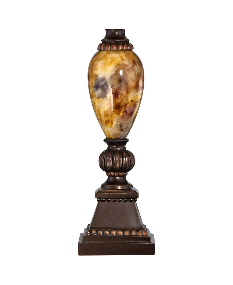 Mulholland Traditional Vintage like Table Lamp with Tabletop Dimmer 30" Tall Bronze Golden Marbleized Off White Shade for Living Room Bedroom Hou