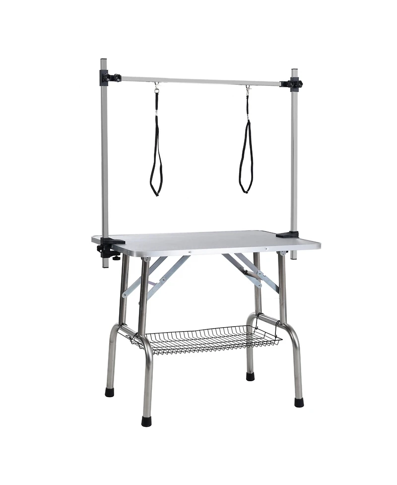 Streamdale Furniture Sturdy Foldable Pet Grooming Table with Storage