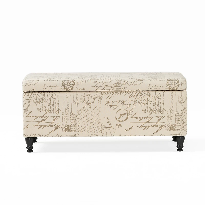 Streamdale Furniture French Script Linen Storage Ottoman