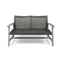 Streamdale Hampton Wicker Loveseat Handwoven Wicker, Acacia Wood Frame