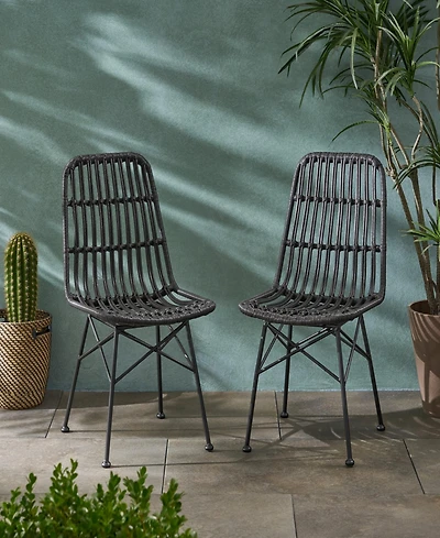 Simplie Fun Sawtelle Modern Rattan And Metal Outdoor Dining Chair