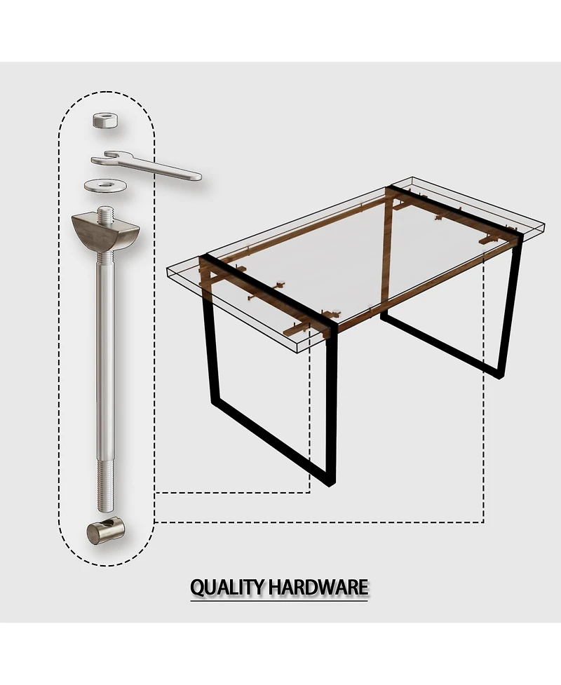 Simplie Fun Rustic Industrial Dining Table, Mdf Wood Top, Black Metal Legs