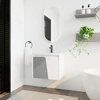 24" Wall-Mounted Vanity with Ceramic Basin