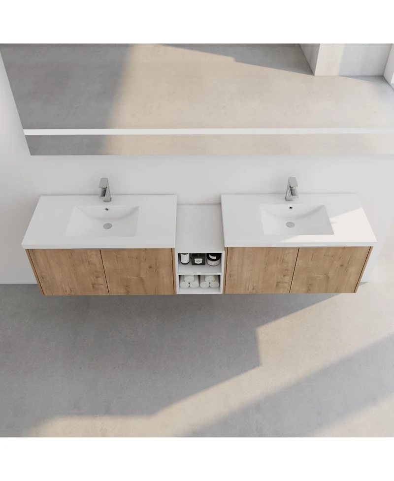 Streamdale Furniture Wall-Mounted Vanity with Soft-Close Doors and Storage Shelves