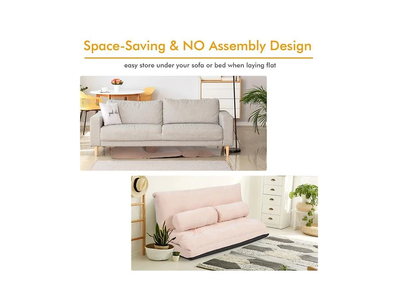 Slickblue 6-Position Adjustable Sleeper Lounge Couch with 2 Pillows