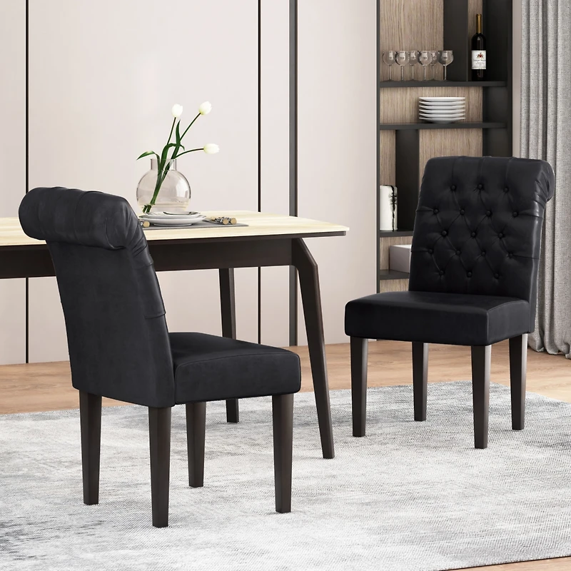 Streamdale Ivory Linen Tufted Rolltop Dining Chairs (Set Of 2)