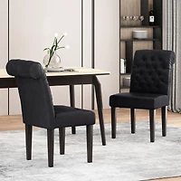 Streamdale Ivory Linen Tufted Rolltop Dining Chairs (Set Of 2)