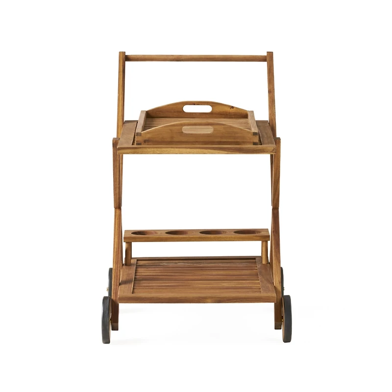 Streamdale Furniture Riviera Acacia Wood Mobile Bar Cart