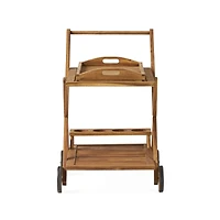 Streamdale Furniture Riviera Acacia Wood Mobile Bar Cart