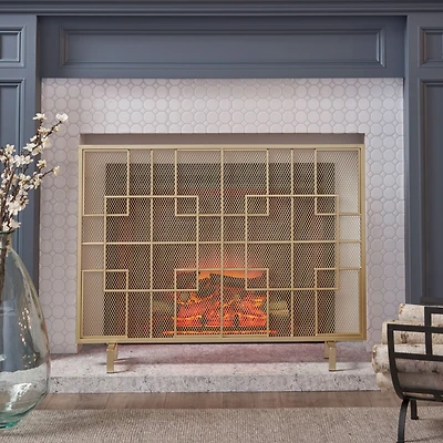 Streamdale Dorothy Modern Single Panel Iron Fireplace Screen