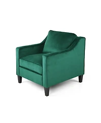 Plush Velvet Upholstered Sofa With Tufted Cushions And Gold Legs