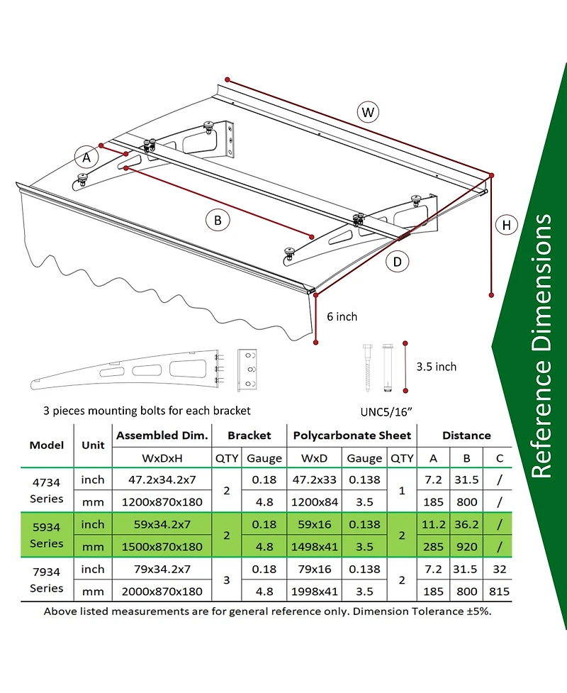 Streamdale Polycarbonate Door Window Awning with Valance