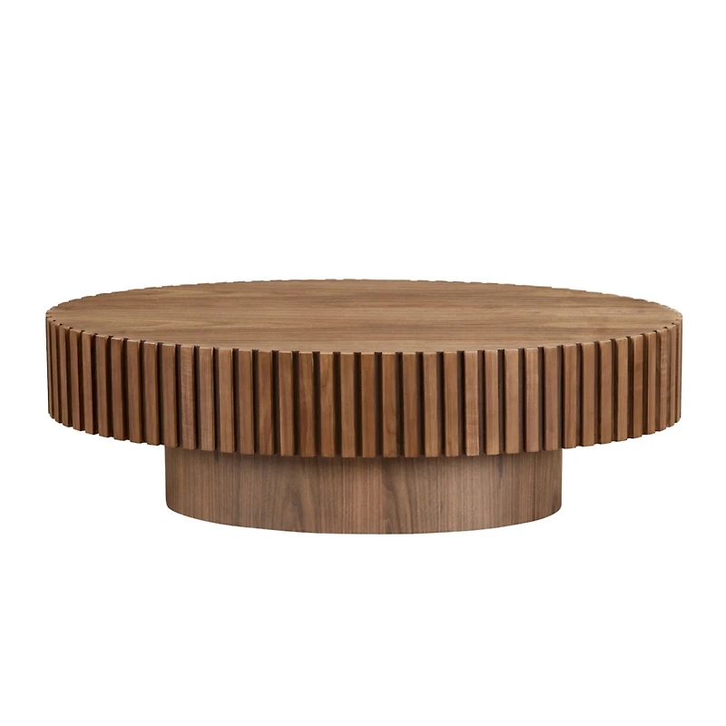 Streamdale Modern Walnut Coffee Table with Sturdy Pedestal
