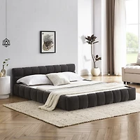 Streamdale Furniture Modern Queen Bed with Chenille Fabric and Headboard