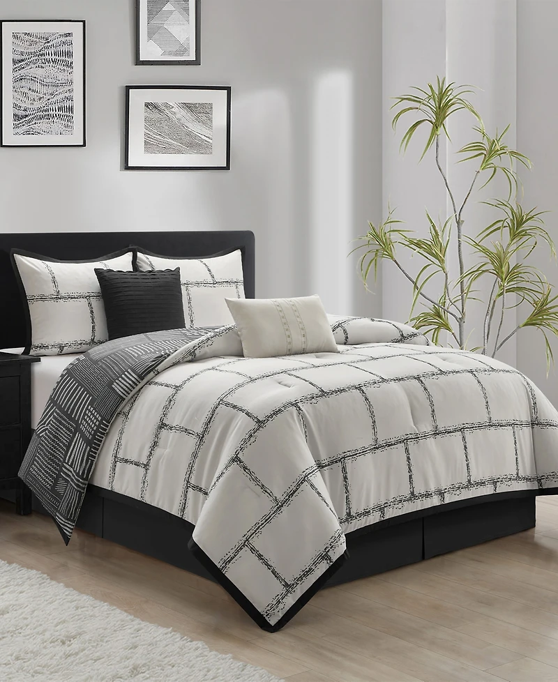Closeout! Stratford Park Brickridge Reversible 6-Pc. Comforter Set