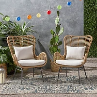 Streamdale Modern Rattan Chair With Curved Seating And Cozy Cushions