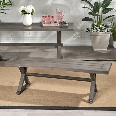 Streamdale Modern Aluminum Outdoor Dining Bench, Dark Gray