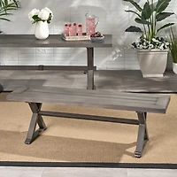 Streamdale Modern Aluminum Outdoor Dining Bench, Dark Gray
