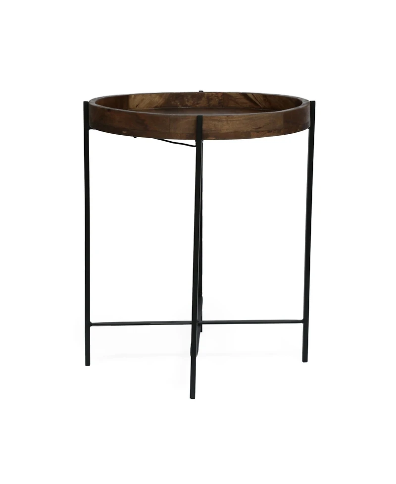 Streamdale Furniture Modern Industrial Round End Table With Tray Top