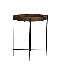 Streamdale Furniture Modern Industrial Round End Table With Tray Top