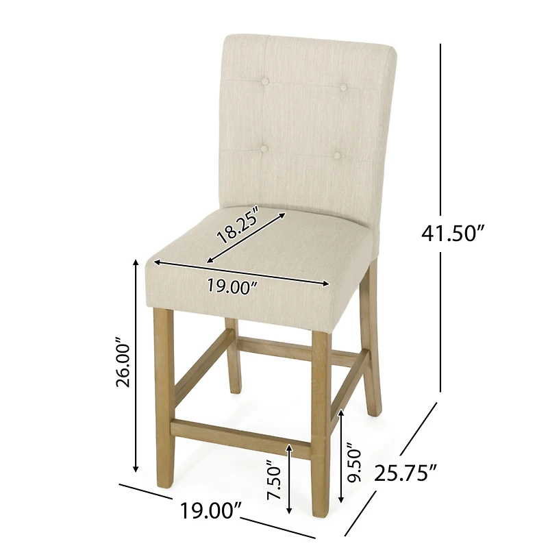 Streamdale Beige Button Tufted 26" Counter Stools (Set Of 2)