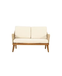Streamdale Acacia Wood Chat Set With Rope Weave And Water-Resistant Cushions