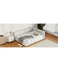 Streamdale Upholstered Queen Size Platform Bed With Usb Ports