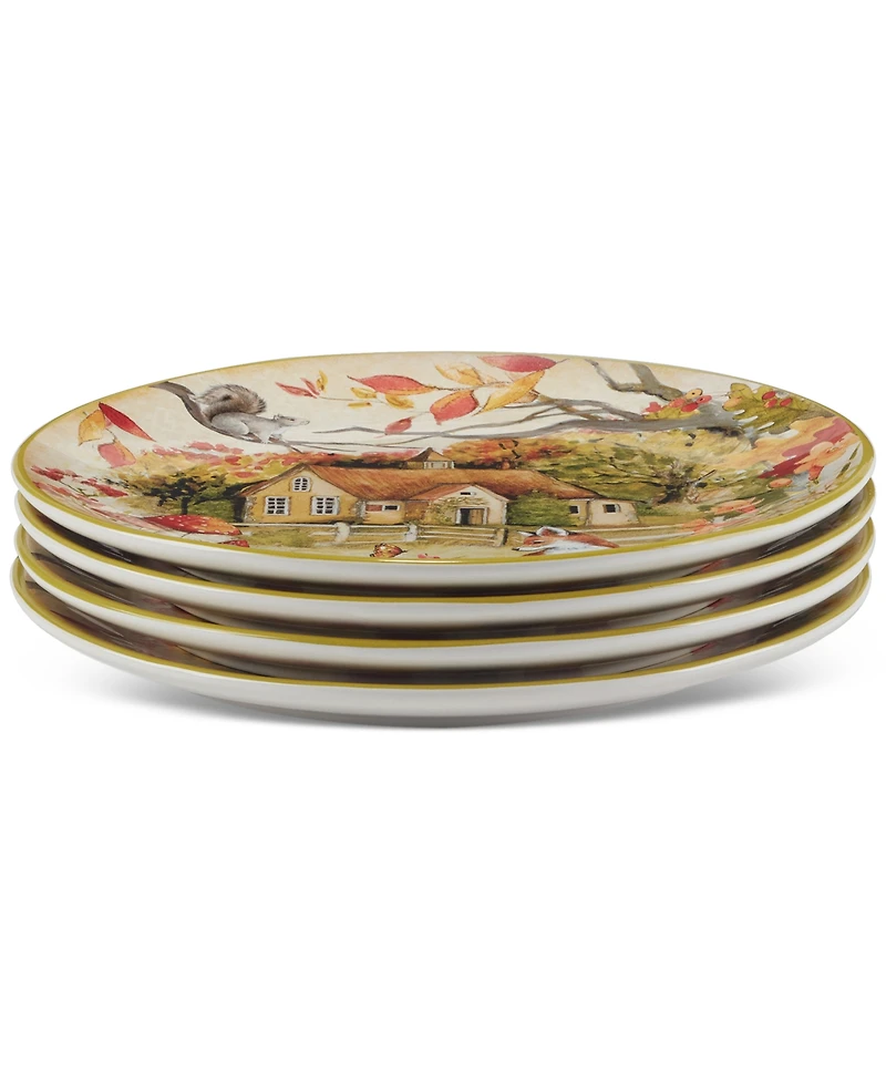 Certified International Woodland Critters Dinner Plates, Set of 4