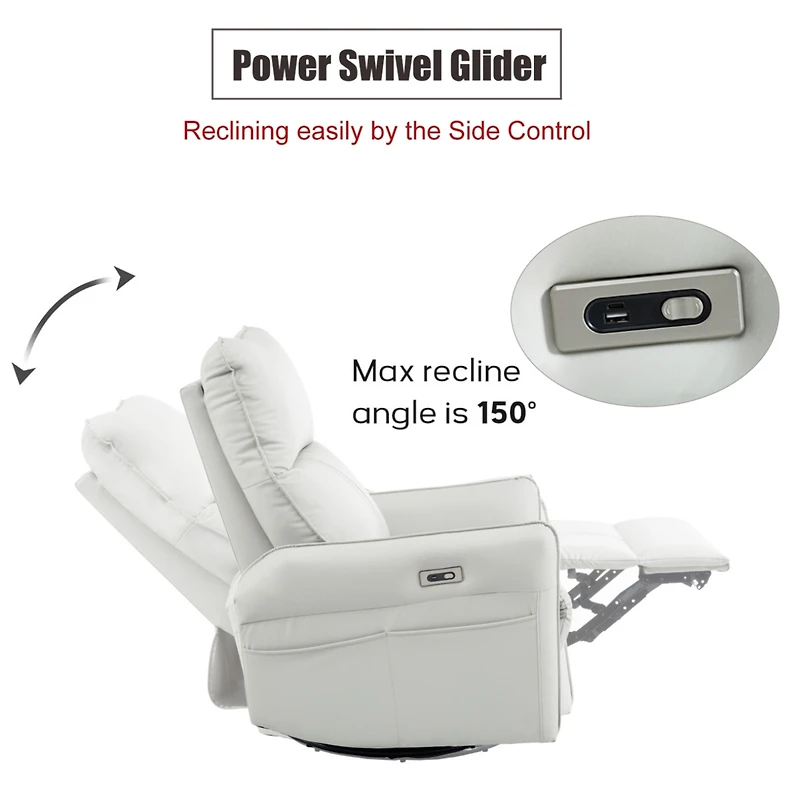 Streamdale 270 Power Swivel Glider Recliner with Usb Ports