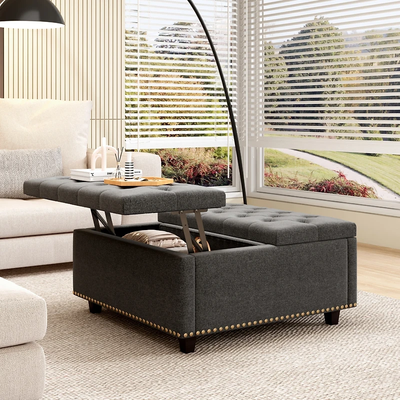 Streamdale Oversized Storage Square Ottoman with Double Door Storage