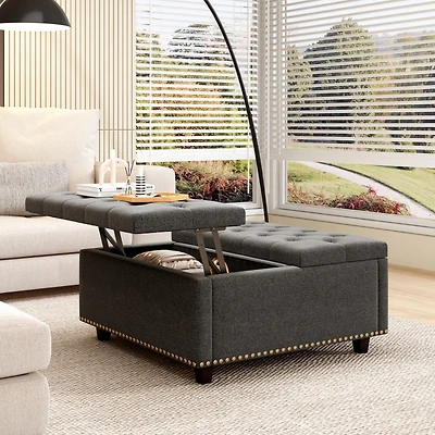 Streamdale Oversized Storage Square Ottoman with Double Door Storage