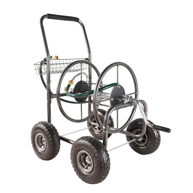 Streamdale 4-Wheel Garden Hose Reel Cart with Basket