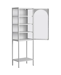 Streamdale 5-Tier Metal Glass Door Storage Cabinet with Adjustable Shelves