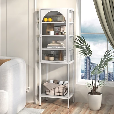 Streamdale 5-Tier Metal Glass Door Storage Cabinet with Adjustable Shelves