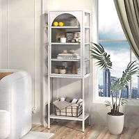 Streamdale 5-Tier Metal Glass Door Storage Cabinet with Adjustable Shelves