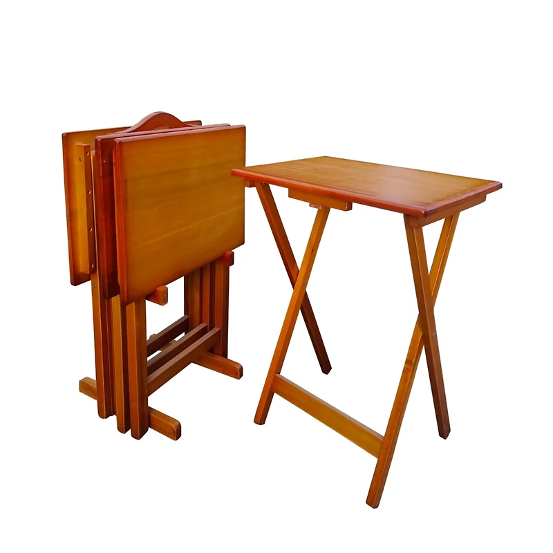 Streamdale Folding Snack Tables with Storage Rack (Set of 4)