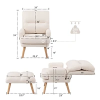 Streamdale Adjustable Accent Chair with Ottoman, Mid-Century Modern Lounge Chair