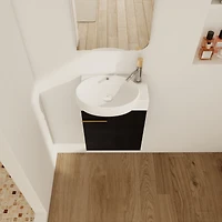 Simplie Fun Compact Wall-Mounted Vanity with Soft-Close Doors