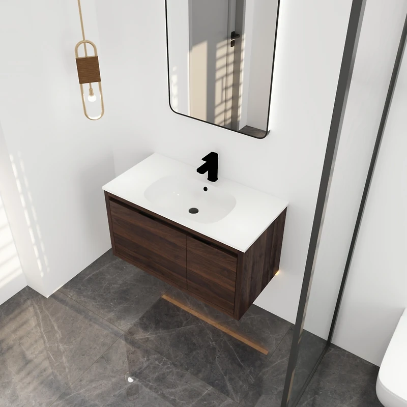 Streamdale 36" Floating Vanity with Gel Sink Ample Storage, Soft-Close, Durable