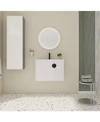 Wall-Mounted Vanity with Ceramic Sink and Soft-Close Doors