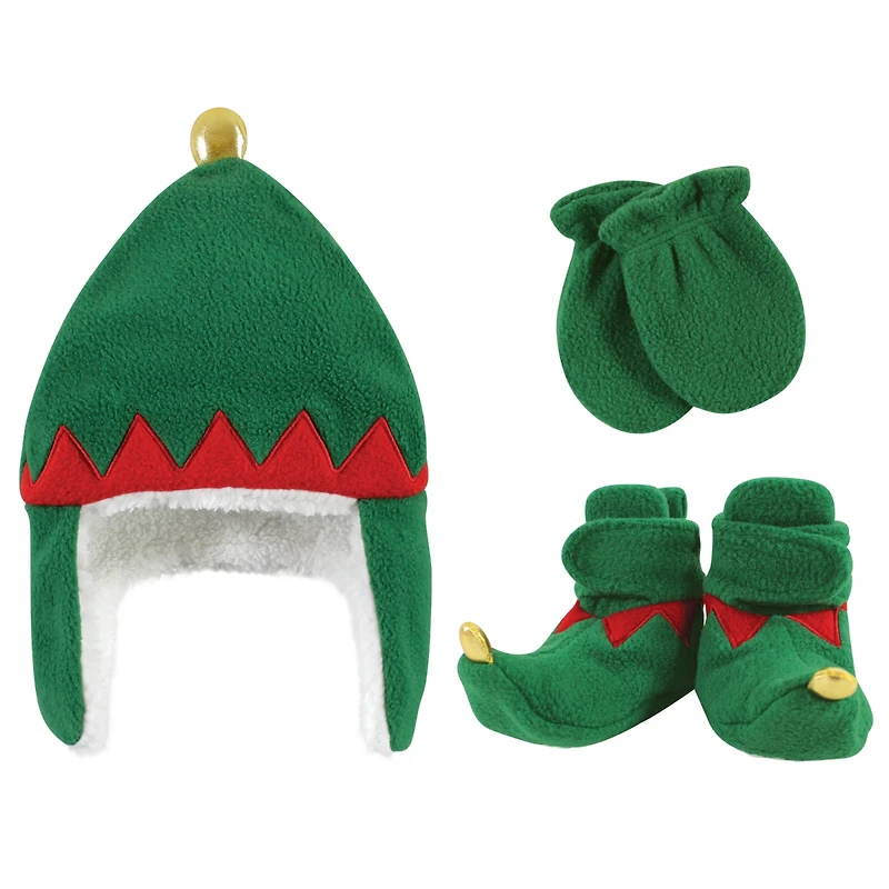 Hudson Baby Boys Unisex 6Pc Trapper Hat, Mitten and Bootie Set