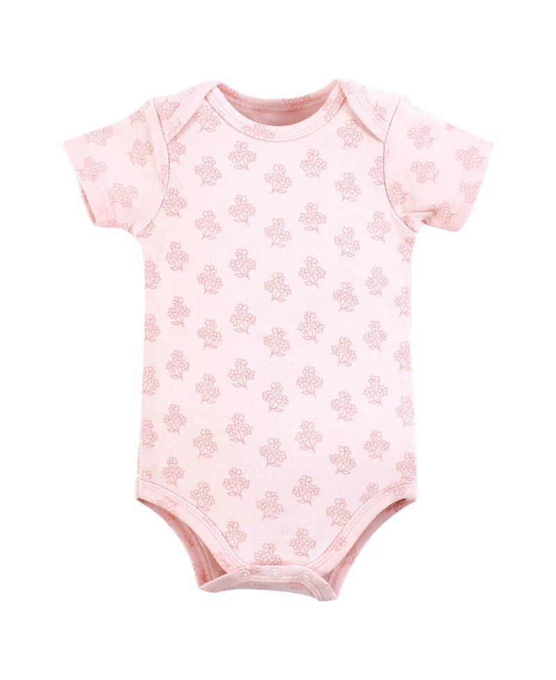 Hudson Baby Baby Girls Hudson Soft Everyday Cotton Bodysuits 3-Pack