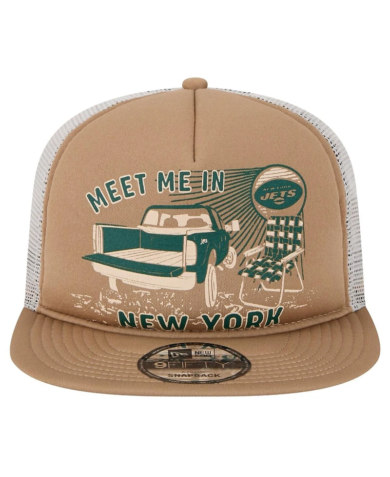 New Era Men's Tan New York Jets Meet Me 9FIFTY Snapback Hat