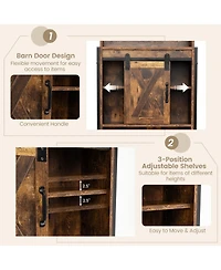 Sugift 4-Tier Multifunctional Toilet Storage Cabinet with Adjustable Shelf and Sliding Barn Door