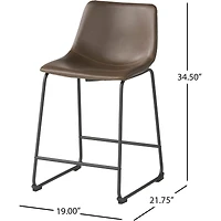 Streamdale Vintage Brown Counter Stools (Set Of 2) With Wide Seat